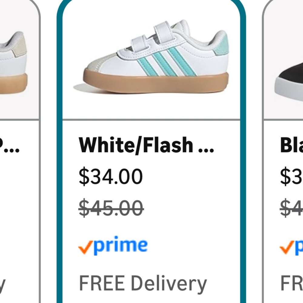 Adidas Kids White and Red Velcro Sneakers